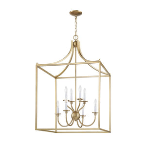 Atlas Prescott 24-Inch Wide Eight-Light Chandelier - Elegant Open Lantern Design for Modern Interiors Warm Brass CL11300-BS