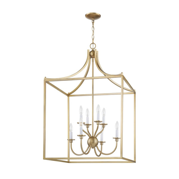 Atlas Prescott 24-Inch Wide Eight-Light Chandelier - Elegant Open Lantern Design for Modern Interiors Warm Brass CL11300-BS