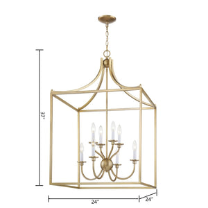 Atlas Prescott 24-Inch Wide Eight-Light Chandelier - Elegant Open Lantern Design for Modern Interiors Warm Brass CL11300-BS