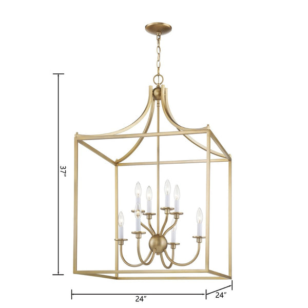 Atlas Prescott 24-Inch Wide Eight-Light Chandelier - Elegant Open Lantern Design for Modern Interiors Warm Brass CL11300-BS