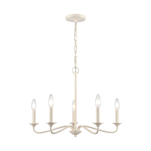 Atlas Quinn 5-Light Chandelier - Elegant Candle-Style Fixture for Modern Farmhouse and Transitional Spaces Antique White 23.75'' CL11303-WH