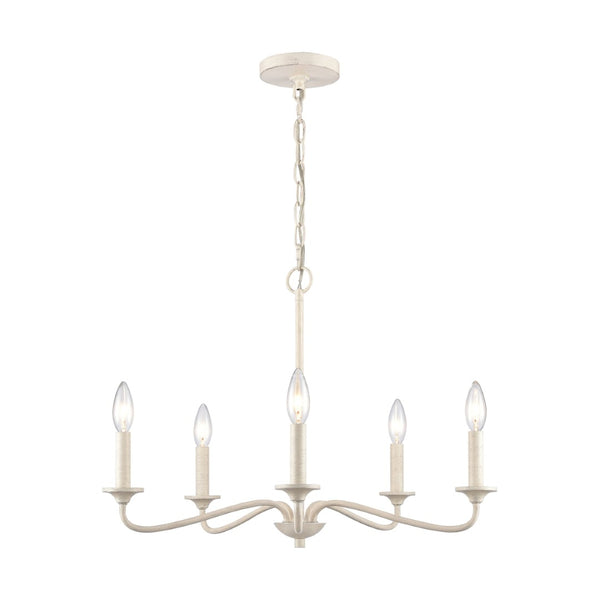 Atlas Quinn 5-Light Chandelier - Elegant Candle-Style Fixture for Modern Farmhouse and Transitional Spaces Antique White 23.75'' CL11303-WH