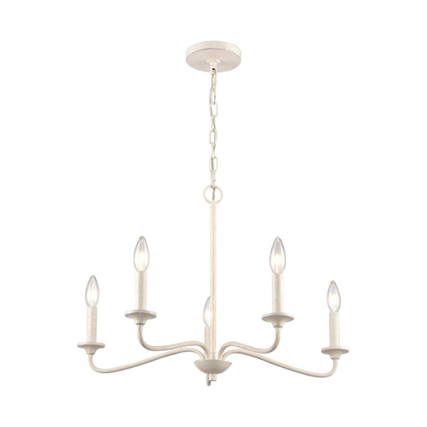 Atlas Quinn 5-Light Chandelier - Elegant Candle-Style Fixture for Modern Farmhouse and Transitional Spaces Antique White 23.75'' CL11303-WH