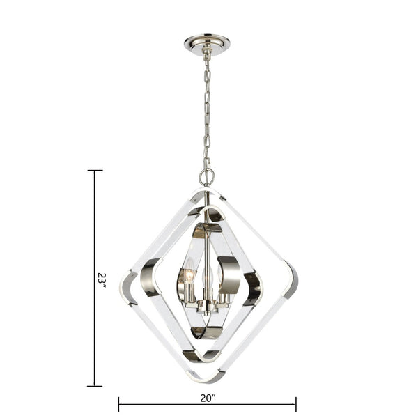 Atlas Rapid 20'' Wide 3-Light Chandelier - Modern Elegance with Crystal Detailing in Polished Nickel Finish CL11306-NK