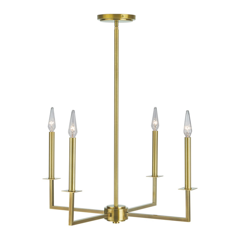 Atlas Ray 25.25'' Wide 4-Light Chandelier in Aged Brass - Modern Elegance for Dining & Living Spaces CL11307-BZ