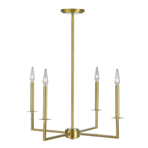Atlas Ray 25.25'' Wide 4-Light Chandelier in Aged Brass - Modern Elegance for Dining & Living Spaces CL11307-BZ