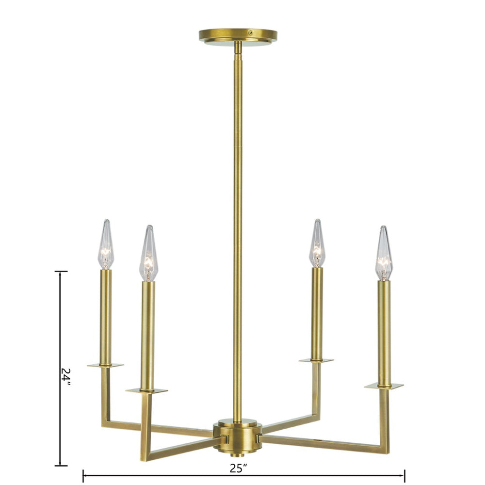 Atlas Ray 25.25'' Wide 4-Light Chandelier in Aged Brass - Modern Elegance for Dining & Living Spaces CL11307-BZ