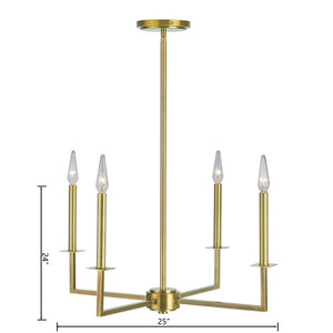 Atlas Ray 25.25'' Wide 4-Light Chandelier in Aged Brass - Modern Elegance for Dining & Living Spaces CL11307-BZ