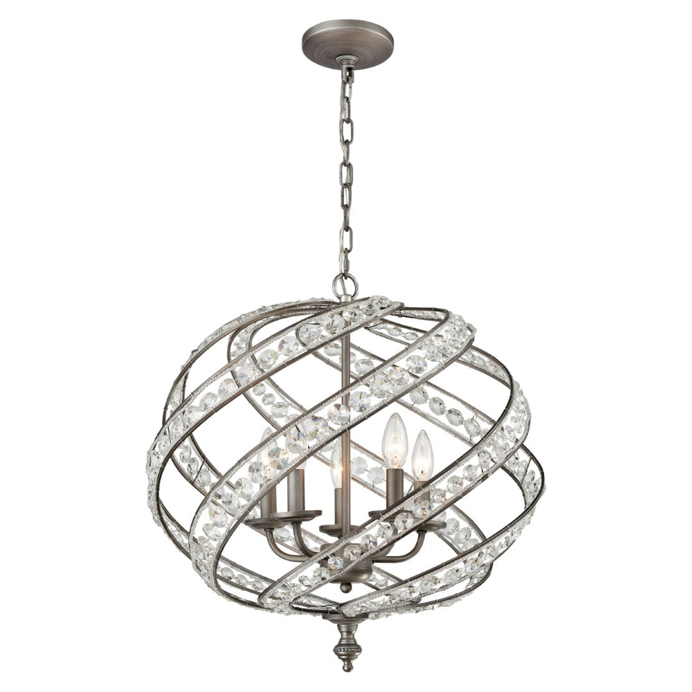 Atlas Renaissance 21'' 5-Light Chandelier - Elegant Weathered Zinc Finish with Crystal Accents for Luxe Lighting CL11308-GY