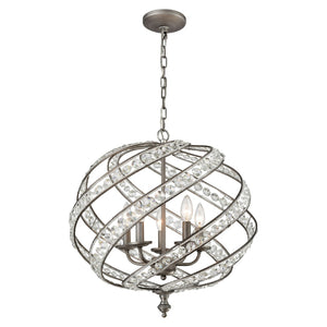 Atlas Renaissance 21'' 5-Light Chandelier - Elegant Weathered Zinc Finish with Crystal Accents for Luxe Lighting CL11308-GY