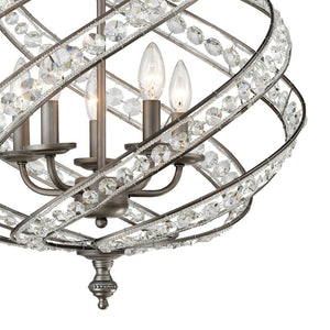 Atlas Renaissance 21'' 5-Light Chandelier - Elegant Weathered Zinc Finish with Crystal Accents for Luxe Lighting CL11308-GY