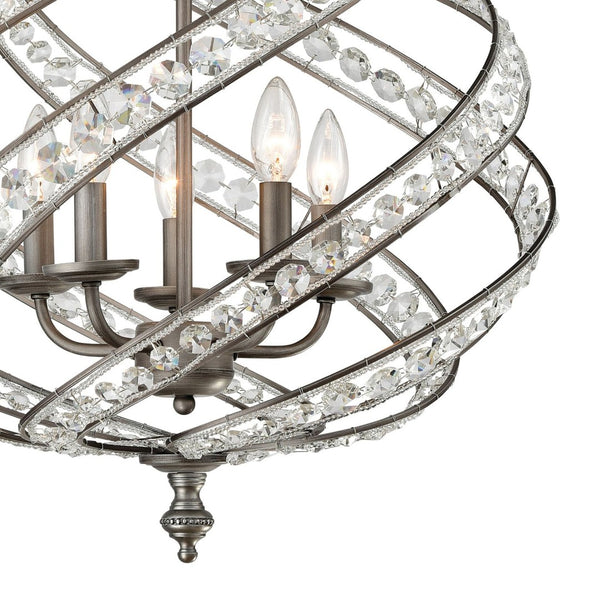 Atlas Renaissance 21'' 5-Light Chandelier - Elegant Weathered Zinc Finish with Crystal Accents for Luxe Lighting CL11308-GY