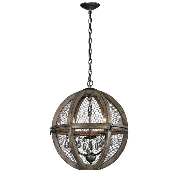 Atlas Renaissance Invention 3-Light Chandelier - Rustic Elegance with Crystal Accents for Modern Spaces Weathered Zinc 18'' CL11309-BN