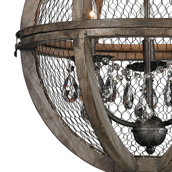 Atlas Renaissance Invention 3-Light Chandelier - Rustic Elegance with Crystal Accents for Modern Spaces Weathered Zinc 18'' CL11309-BN