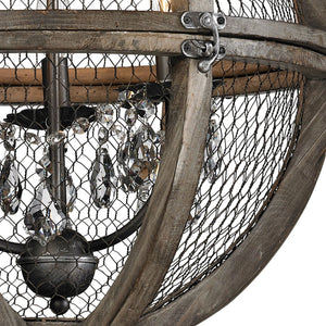 Atlas Renaissance Invention 3-Light Chandelier - Rustic Elegance with Crystal Accents for Modern Spaces Weathered Zinc 18'' CL11309-BN