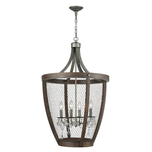 Atlas Renaissance 4-Light Chandelier - Rustic Elegance with Crystal Drops for Timeless Interior Style Weathered Zinc 23'' CL11310-BN
