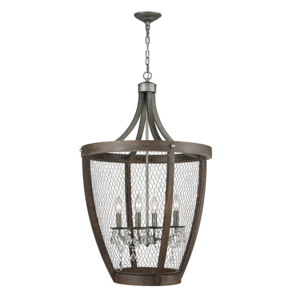 Atlas Renaissance 4-Light Chandelier - Rustic Elegance with Crystal Drops for Timeless Interior Style Weathered Zinc 23'' CL11310-BN