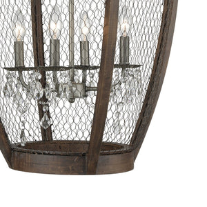 Atlas Renaissance 4-Light Chandelier - Rustic Elegance with Crystal Drops for Timeless Interior Style Weathered Zinc 23'' CL11310-BN