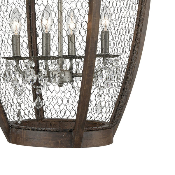 Atlas Renaissance 4-Light Chandelier - Rustic Elegance with Crystal Drops for Timeless Interior Style Weathered Zinc 23'' CL11310-BN