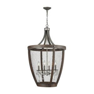 Atlas Renaissance 4-Light Chandelier - Rustic Elegance with Crystal Drops for Timeless Interior Style Weathered Zinc 23'' CL11310-BN