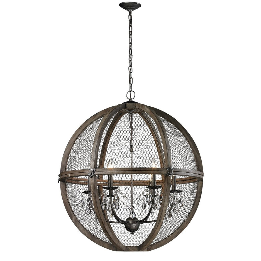 Atlas Renaissance Invention 3-Light Chandelier - Rustic Elegance with Crystal Accents for Modern Spaces Weathered Zinc 30'' CL11311-BN