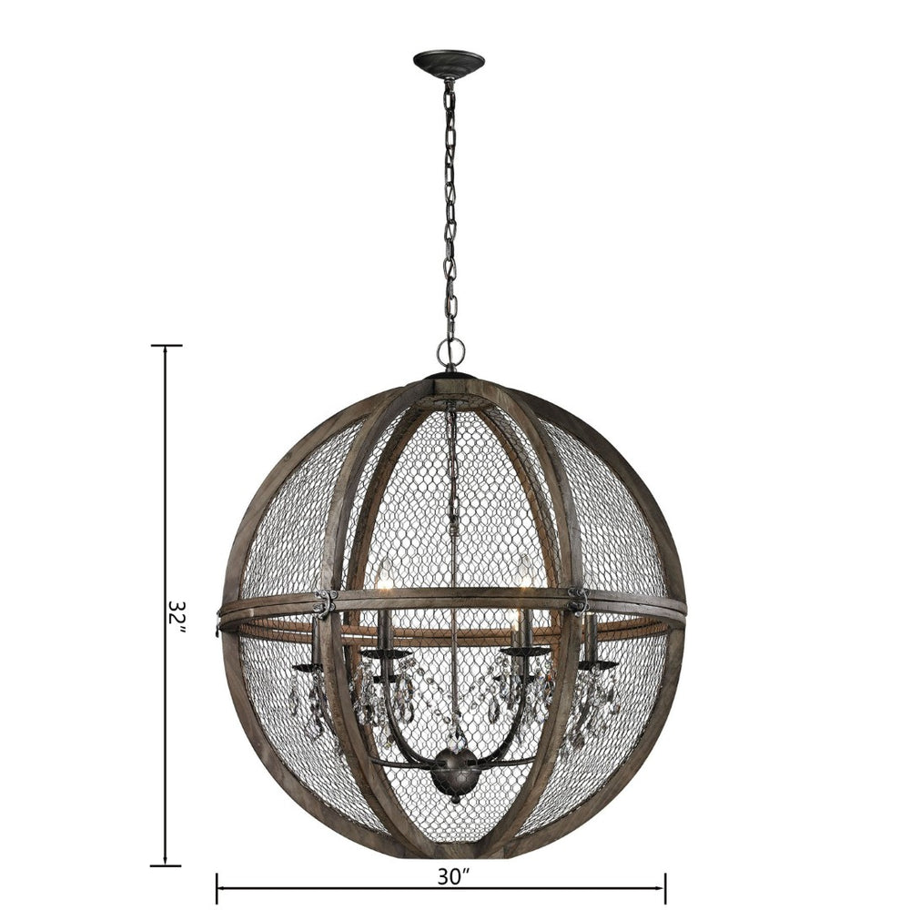 Atlas Renaissance Invention 3-Light Chandelier - Rustic Elegance with Crystal Accents for Modern Spaces Weathered Zinc 30'' CL11311-BN