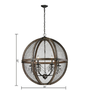Atlas Renaissance Invention 3-Light Chandelier - Rustic Elegance with Crystal Accents for Modern Spaces Weathered Zinc 30'' CL11311-BN