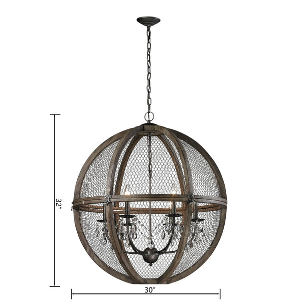 Atlas Renaissance Invention 3-Light Chandelier - Rustic Elegance with Crystal Accents for Modern Spaces Weathered Zinc 30'' CL11311-BN