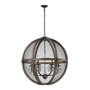 Atlas Renaissance Invention 3-Light Chandelier - Rustic Elegance with Crystal Accents for Modern Spaces Weathered Zinc 30'' CL11311-BN