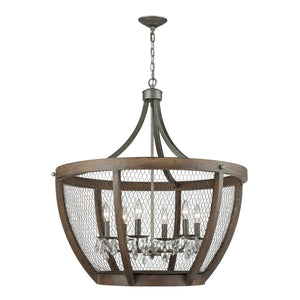 Atlas Renaissance 4-Light Chandelier - Rustic Elegance with Crystal Drops for Timeless Interior Style Weathered Zinc 30'' CL11312-BN