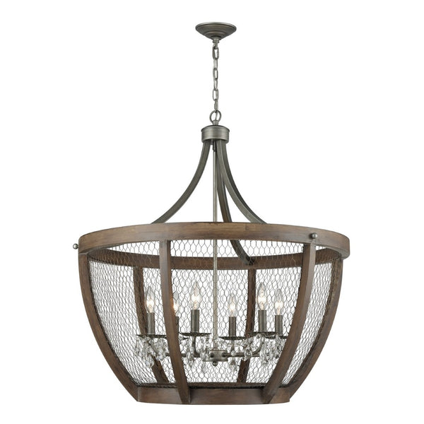 Atlas Renaissance 4-Light Chandelier - Rustic Elegance with Crystal Drops for Timeless Interior Style Weathered Zinc 30'' CL11312-BN