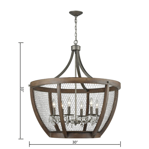 Atlas Renaissance 4-Light Chandelier - Rustic Elegance with Crystal Drops for Timeless Interior Style Weathered Zinc 30'' CL11312-BN