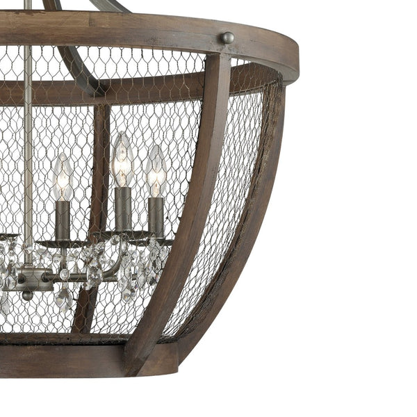 Atlas Renaissance 4-Light Chandelier - Rustic Elegance with Crystal Drops for Timeless Interior Style Weathered Zinc 30'' CL11312-BN