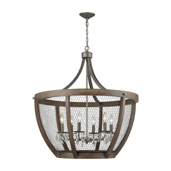 Atlas Renaissance 4-Light Chandelier - Rustic Elegance with Crystal Drops for Timeless Interior Style Weathered Zinc 30'' CL11312-BN