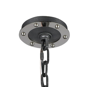 Atlas Riveted 28'' Wide 8-Light Chandelier - Industrial Elegance in Silverdust Iron with Polished Accents CL11315-SV
