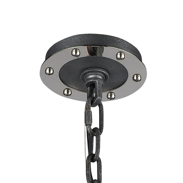 Atlas Riveted 28'' Wide 8-Light Chandelier - Industrial Elegance in Silverdust Iron with Polished Accents CL11315-SV