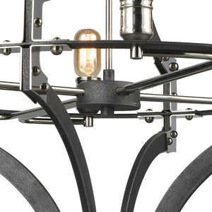 Atlas Riveted 28'' Wide 8-Light Chandelier - Industrial Elegance in Silverdust Iron with Polished Accents CL11315-SV