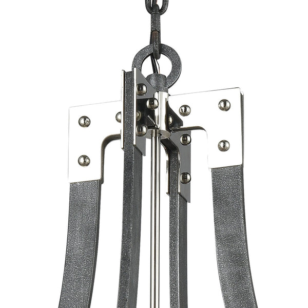 Atlas Riveted 28'' Wide 8-Light Chandelier - Industrial Elegance in Silverdust Iron with Polished Accents CL11315-SV