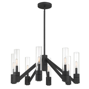 Atlas Rohe 28'' Wide 8-Light Chandelier - Modern Classic Illumination for Dining and Living Spaces Black Sand CL11316-BK