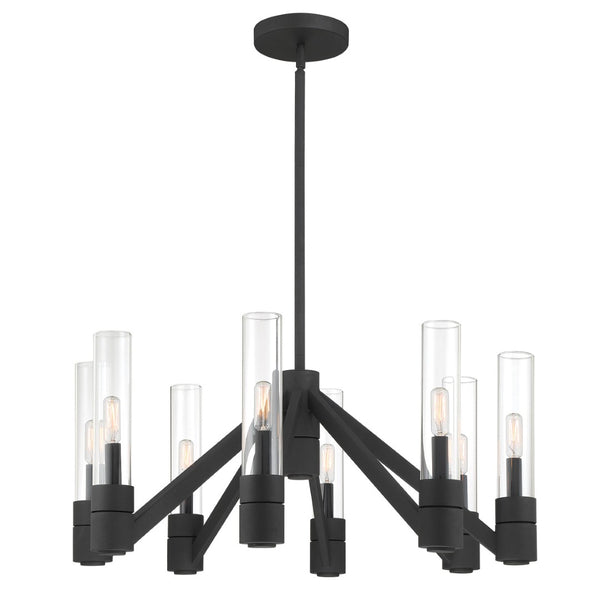Atlas Rohe 28'' Wide 8-Light Chandelier - Modern Classic Illumination for Dining and Living Spaces Black Sand CL11316-BK