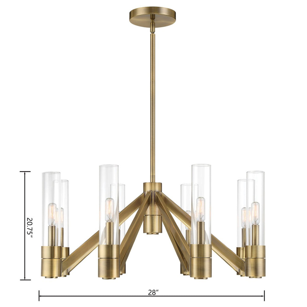 Atlas Rohe 28'' Wide 8-Light Chandelier - Modern Classic Illumination for Dining and Living Spaces Aged Brass CL11316-BS