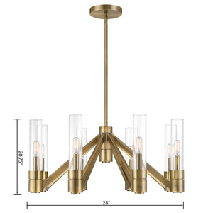 Atlas Rohe 28'' Wide 8-Light Chandelier - Modern Classic Illumination for Dining and Living Spaces Aged Brass CL11316-BS