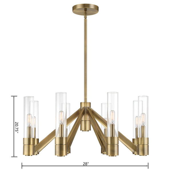 Atlas Rohe 28'' Wide 8-Light Chandelier - Modern Classic Illumination for Dining and Living Spaces Aged Brass CL11316-BS