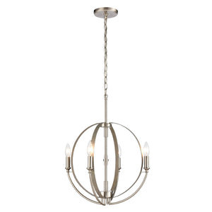 Atlas Rotunde Modern Globe Chandelier - 4-Light Fixture with Elegant Two-Tone Finish for Stylish Spaces Beechwood 18'' CL11317-BN