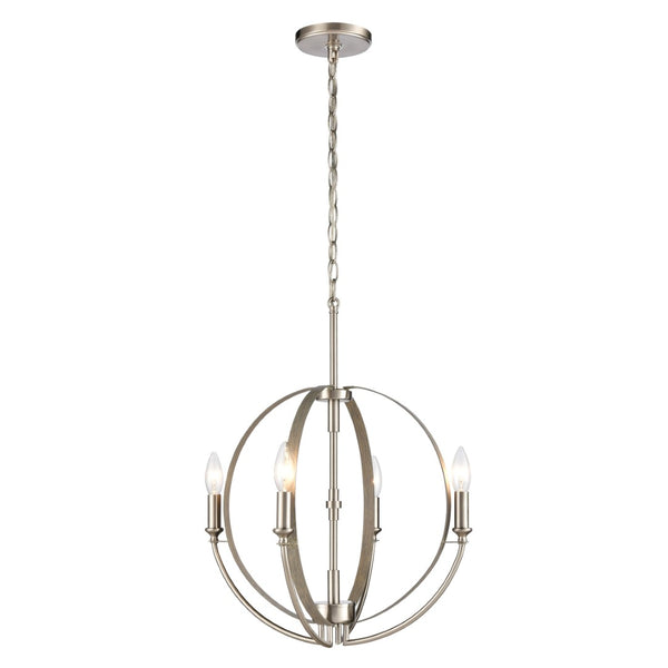 Atlas Rotunde Modern Globe Chandelier - 4-Light Fixture with Elegant Two-Tone Finish for Stylish Spaces Beechwood 18'' CL11317-BN