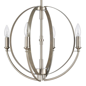 Atlas Rotunde Modern Globe Chandelier - 4-Light Fixture with Elegant Two-Tone Finish for Stylish Spaces Beechwood 18'' CL11317-BN
