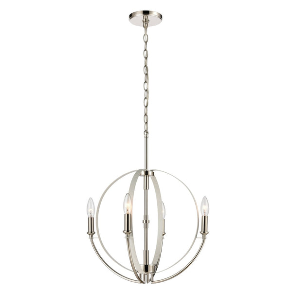Atlas Rotunde Modern Globe Chandelier - 4-Light Fixture with Elegant Two-Tone Finish for Stylish Spaces Matte White 18'' CL11317-WH
