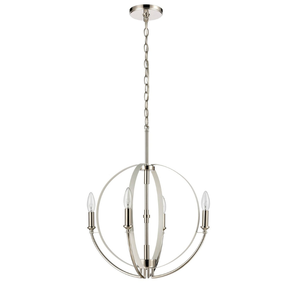 Atlas Rotunde Modern Globe Chandelier - 4-Light Fixture with Elegant Two-Tone Finish for Stylish Spaces Matte White 18'' CL11317-WH