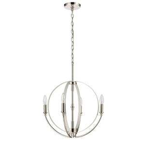 Atlas Rotunde Modern Globe Chandelier - 4-Light Fixture with Elegant Two-Tone Finish for Stylish Spaces Matte White 18'' CL11317-WH