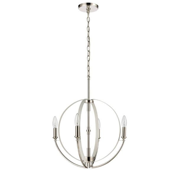 Atlas Rotunde Modern Globe Chandelier - 4-Light Fixture with Elegant Two-Tone Finish for Stylish Spaces Matte White 18'' CL11317-WH